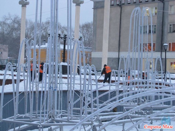 Светодинамический Фонтан на Театральной площади. Новокузнецк