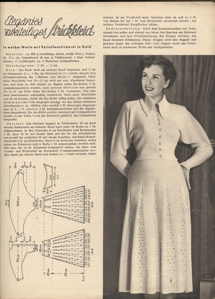 Бурда 2/1950. Элегантный вязаный костюм