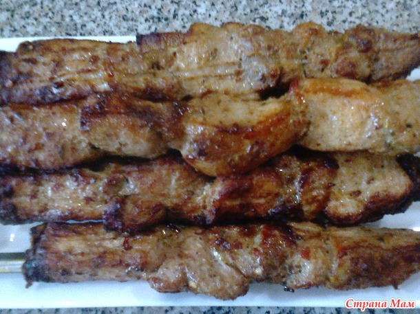 Свиная шея на шампурах в духовке + смесь специй для шашлыка
