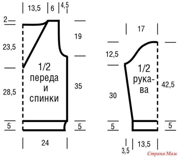 Пуловер цвета фуксии c виртуозными узорами спицами