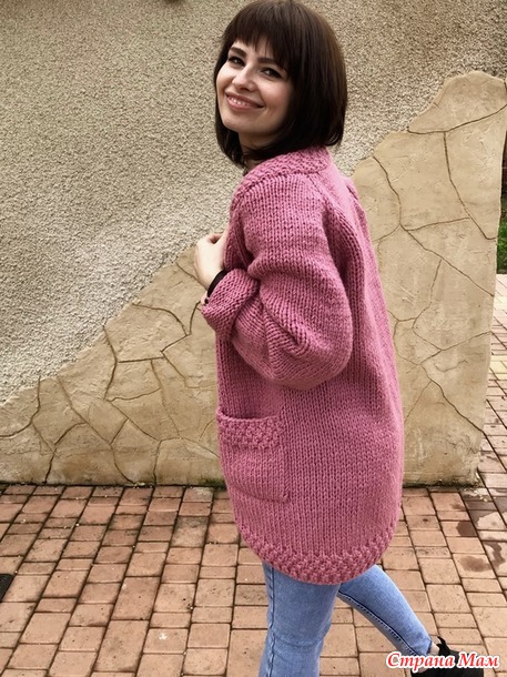 Кардиган спицами тёплый и уютный