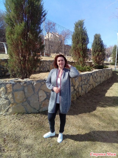 Кардиган спицами "Casual " реглан сверху