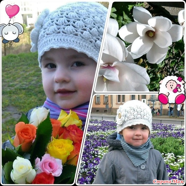 Весенняя ажурная шапочка крючком. описание.