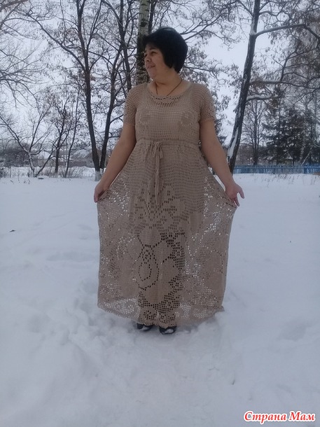Мое любимое филейное платье с розами