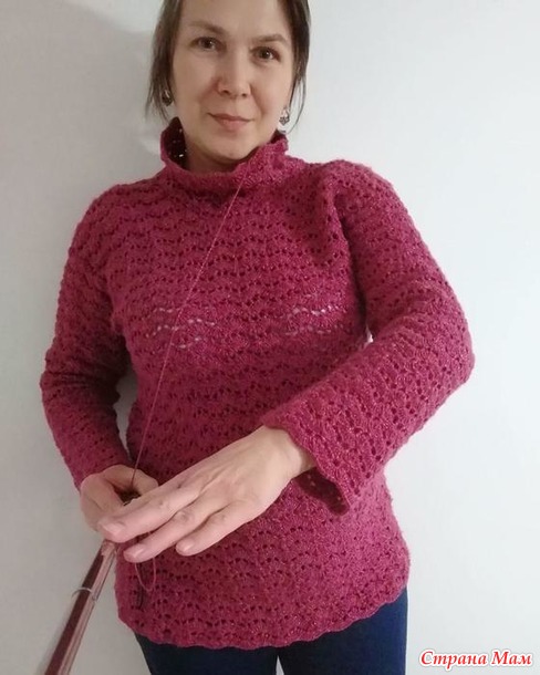 . Комплект, пуловер крючком, снуд, шапочка