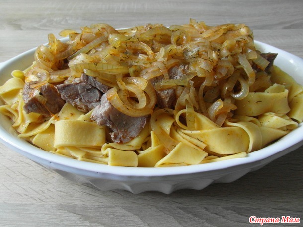 Яичная лапша "а ля Бешбармак".
