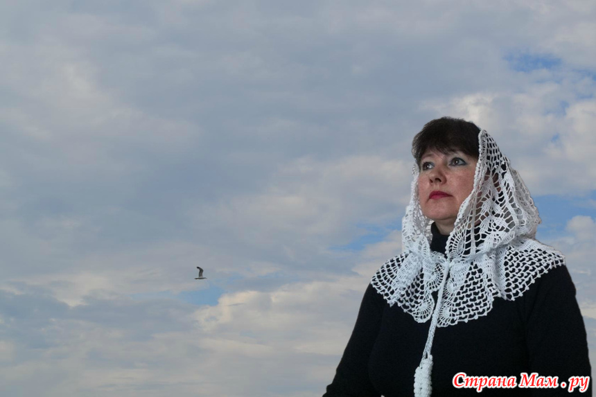 Ниспадающий платок для храма крючком. - Страна Мам