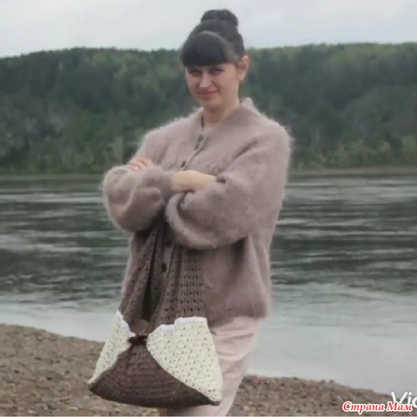 Сумка крючком из треугольников
