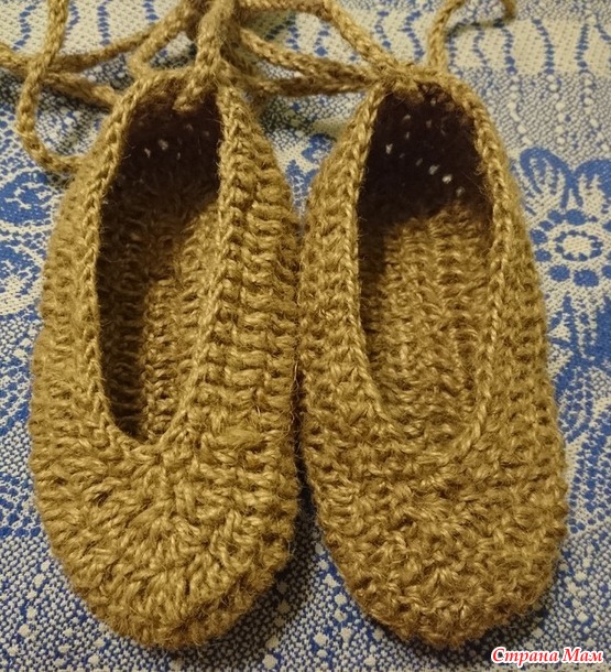 Лапти крючком из шпагата