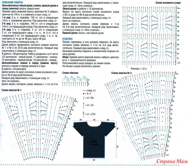 Туника крючком схемы и описание по кругу