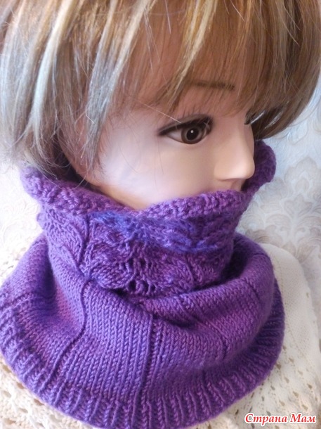 Пуловер и снуд  фиолетового цвета