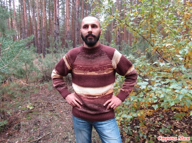 Мужской свитер-реглан из пряжи секционного окрашивания