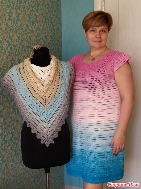 Платок  и платье из Yarn Art Flowers