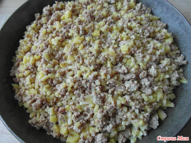 Пирожки с мясом и резанной картошкой.