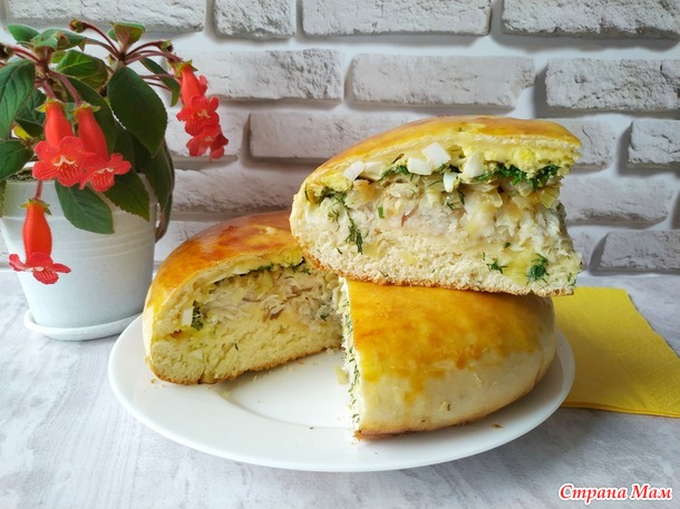 Рыбный пирог: вкусное тесто и много начинки