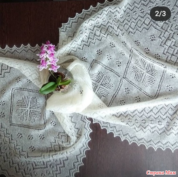 Палантины в оренбургской технике "Цветочное кружево"