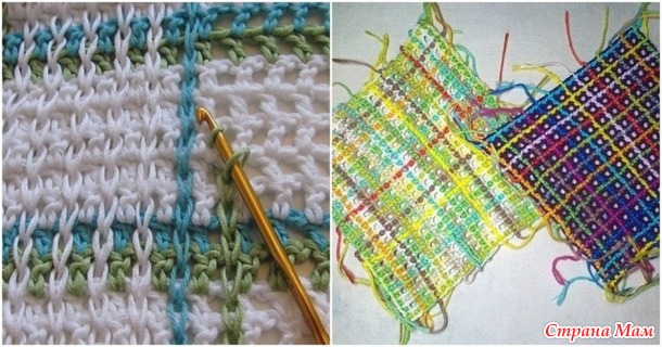 Идеи для вязания - филейная сетка плюс тамбурный шов