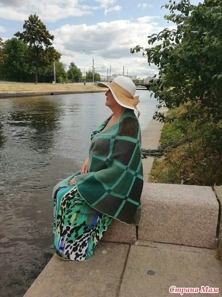 Игра Радуга, июль - клеточка в полосочку. Шаль энтрелаком