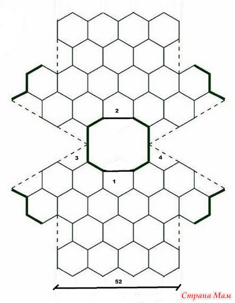 Блуза крючком из шестиугольных мотивов