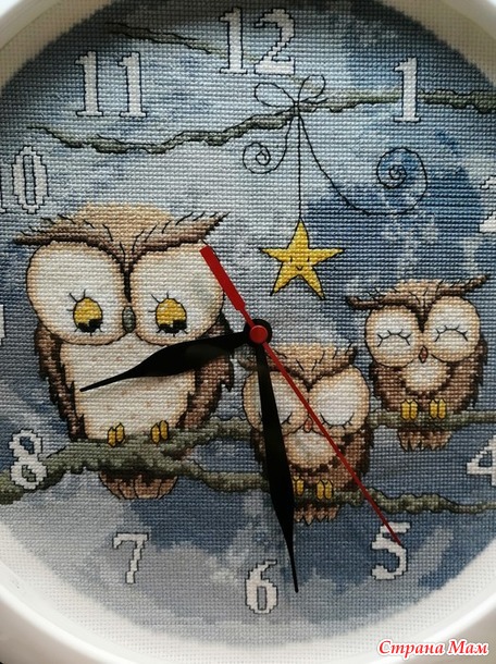 Часы совы из журнала Cross Stitch Gold №139 2017