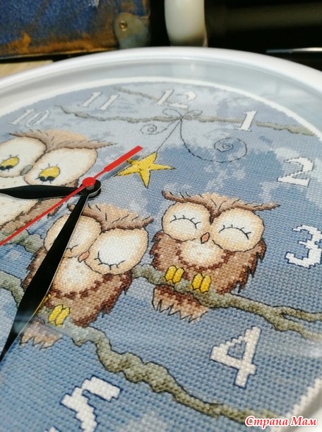 Часы совы из журнала Cross Stitch Gold №139 2017