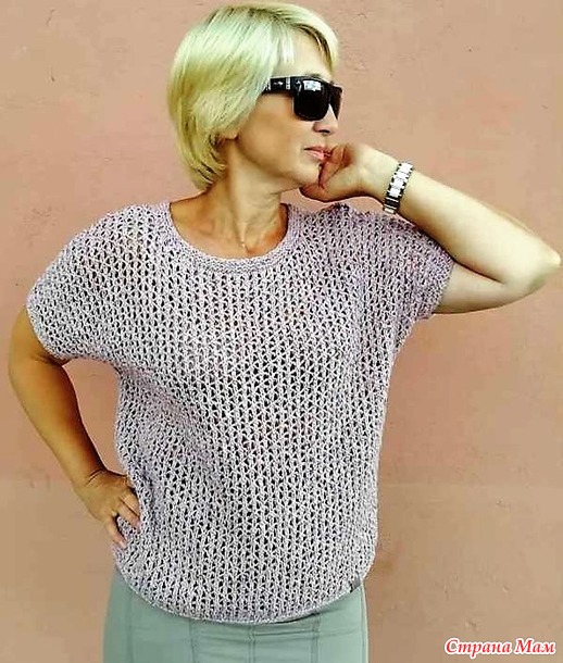 Топ узором "сеточка". Спицы. Видео МК.