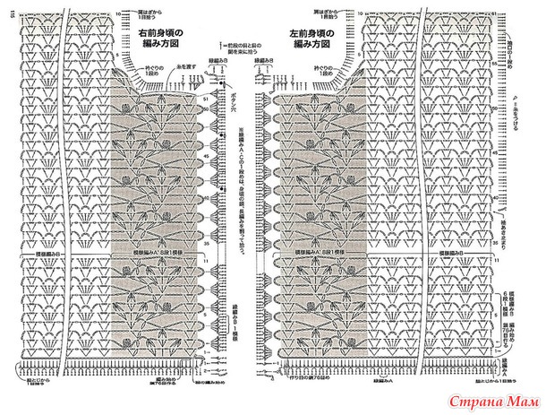 Ажурный жилет с вставкой по центру переда и спинки из растительного узора (два цвета). Крючок.