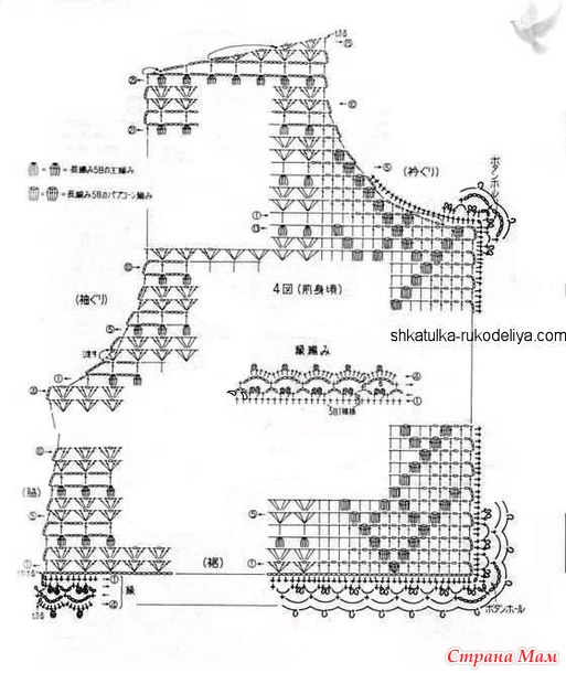 Ажурный жакет(схемы узоров). Крючок.