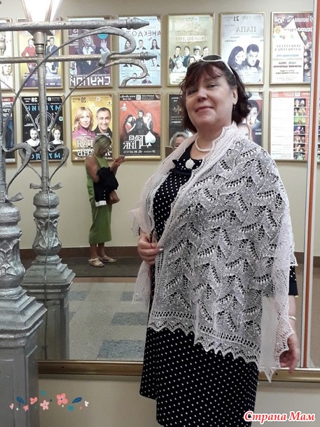 Палантин с нуппами, (эстонская шаль), спицами
