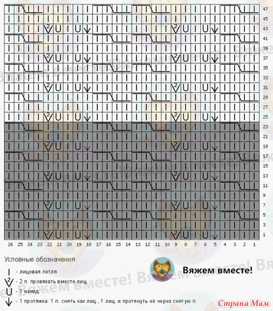 Узор для чёрно-белого свитера, схема
