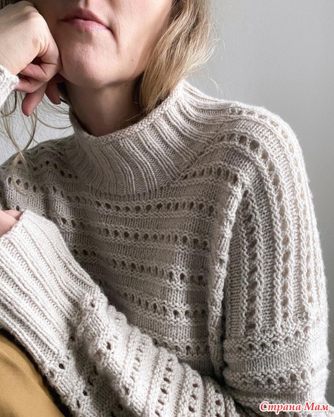 Стильный свитер с японским плечом. Sweater No. 27 от My Favourite Things. Спицы.