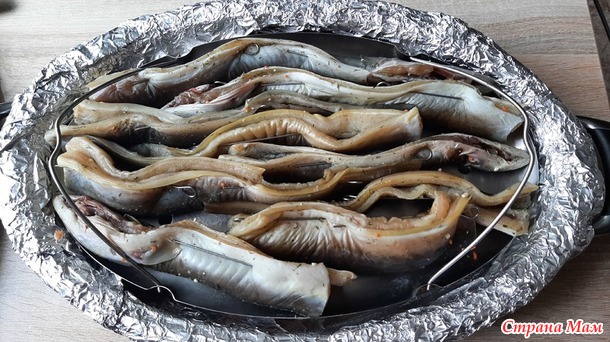 Сушенные копченные угри.