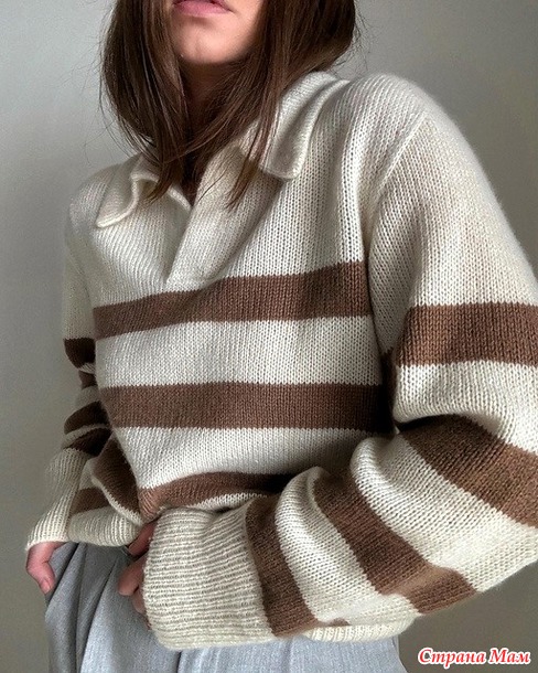 Пуловер-поло CHARLIE PULLOVER (Moreca knit). Спицы.