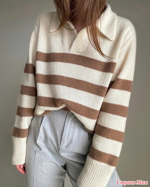 Пуловер-поло CHARLIE PULLOVER (Moreca knit). Спицы.
