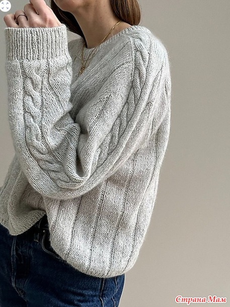 Джемпер с плечом - погоном BRAIDY LOOP SWEATER от OTHER LOOPS. Спицы.