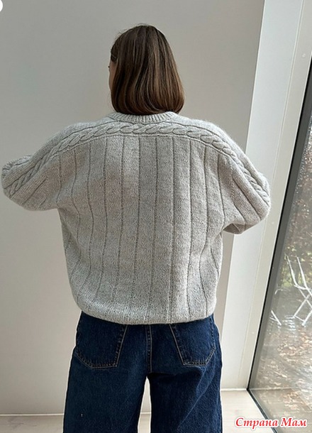 Джемпер с плечом - погоном BRAIDY LOOP SWEATER от OTHER LOOPS. Спицы.