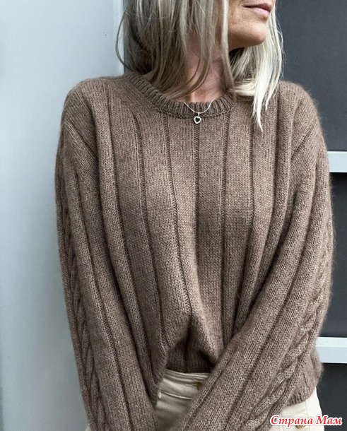 Джемпер с плечом - погоном BRAIDY LOOP SWEATER от OTHER LOOPS. Спицы.