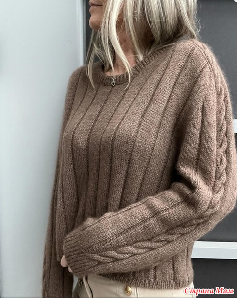 Джемпер с плечом - погоном BRAIDY LOOP SWEATER от OTHER LOOPS. Спицы.