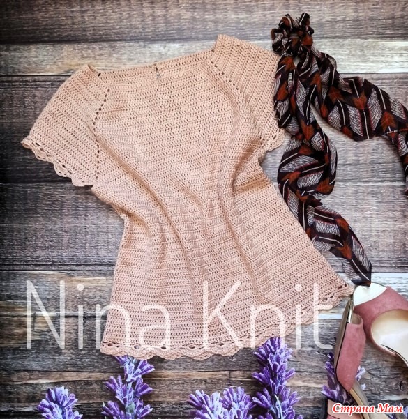 Мастер-класс по вязанию базовой футболки.. Автор Nina Knit.