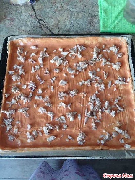 Пицца мясная, домашняя.