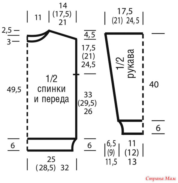 Пуловер с рельефными ромбами. Спицы.