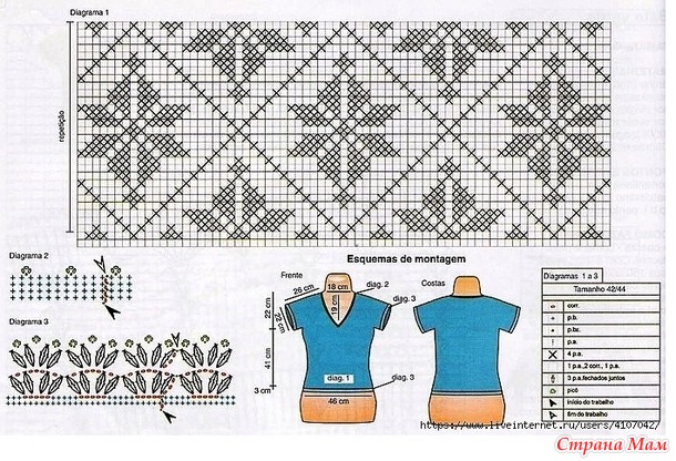 Голубая блузка в филейной технике.