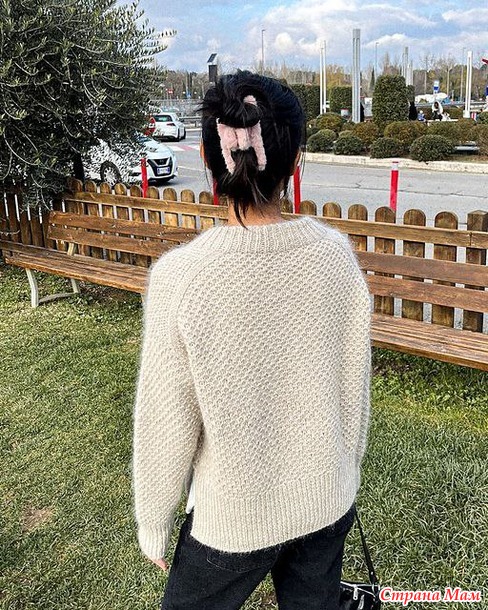 Пуловер "Agnes Sweater V-Neck", дизайнер Cookie the Knitter. Спицы.