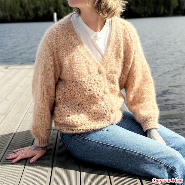 Кардиган Evina от Heidi Pettersen. Спицы+крючок.