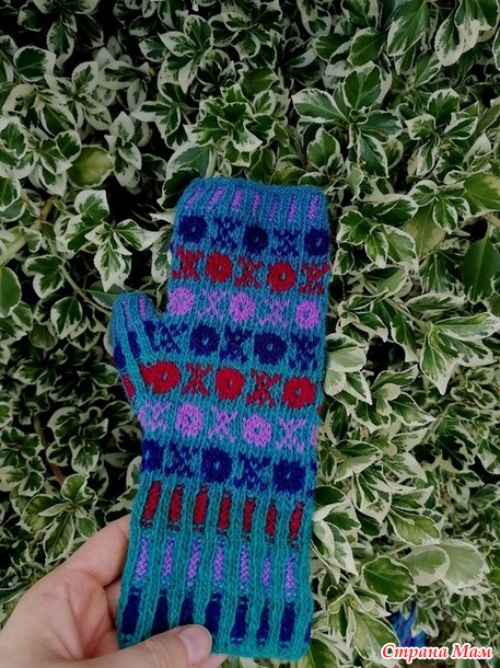 Митенки жаккардом из дундаги