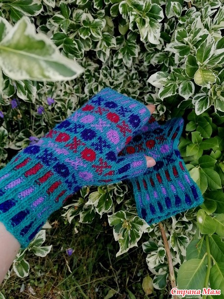 Митенки жаккардом из дундаги