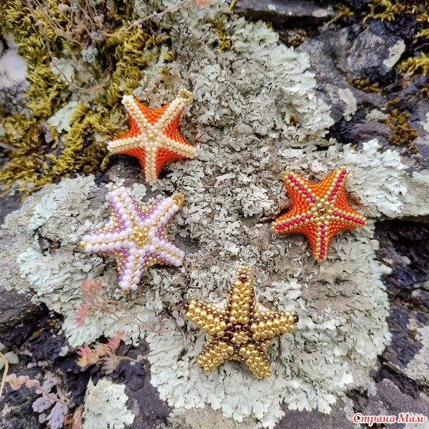 Времена года. Июль. Морские звездочки из бисера