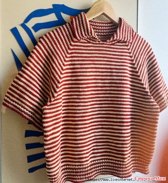Футболка - поло Stripe Overload от Mie Firring. Спицы.