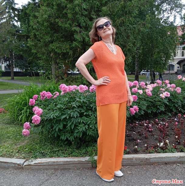 Оранжевая туника. Спицами