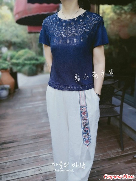 Летняя кофточка из шелка Xiaoshi-Yunbo. Спицы.